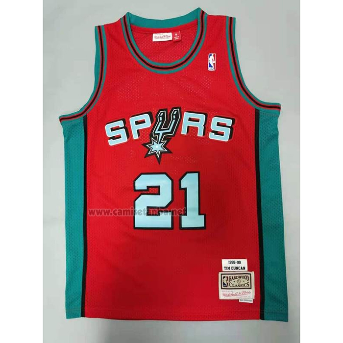 Camiseta San Antonio Spurs Tim Duncan #21 Mitchell & Ness 1998-99 Rosa